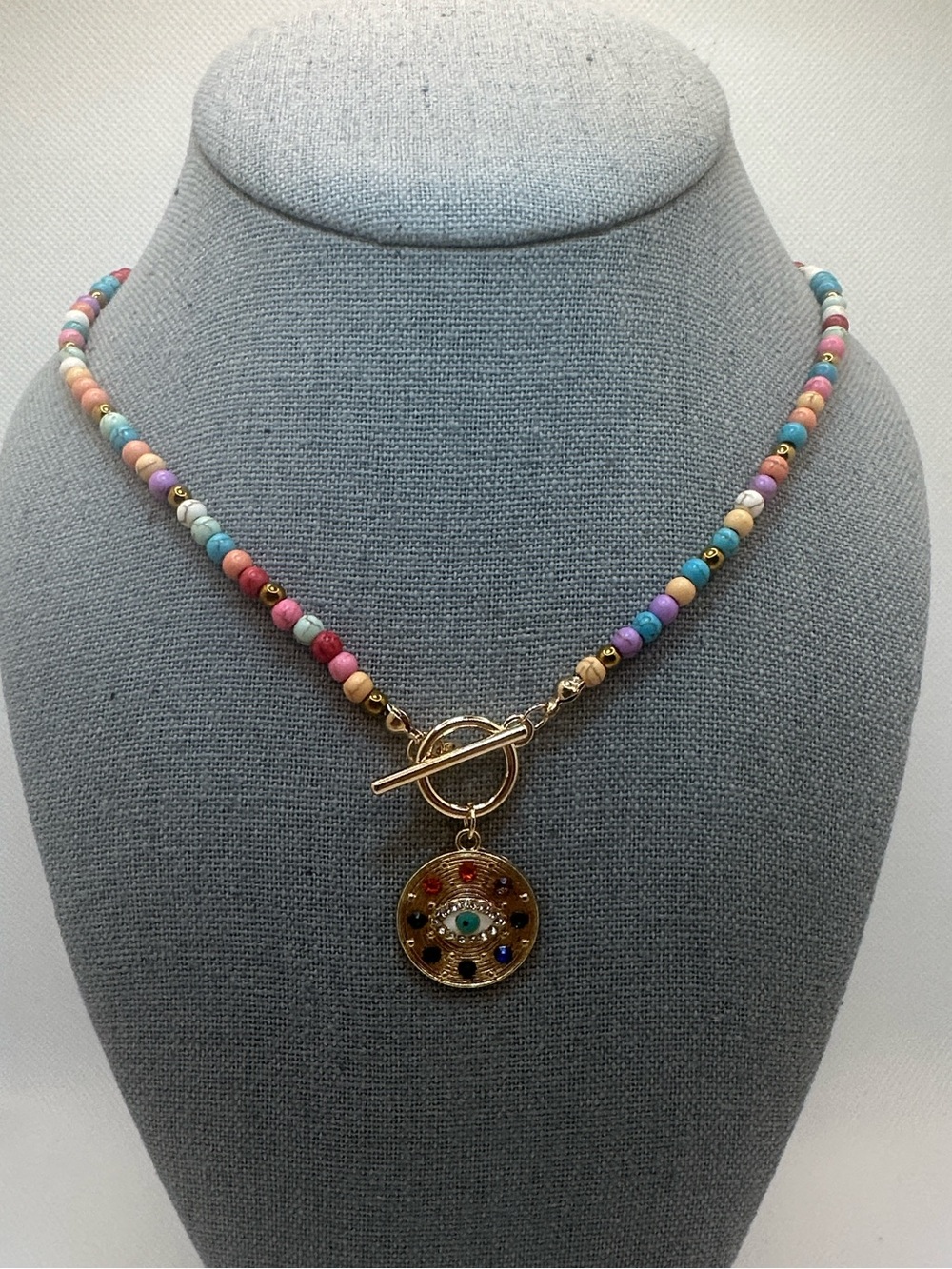 Gold Evil Eye Multicolor Beaded